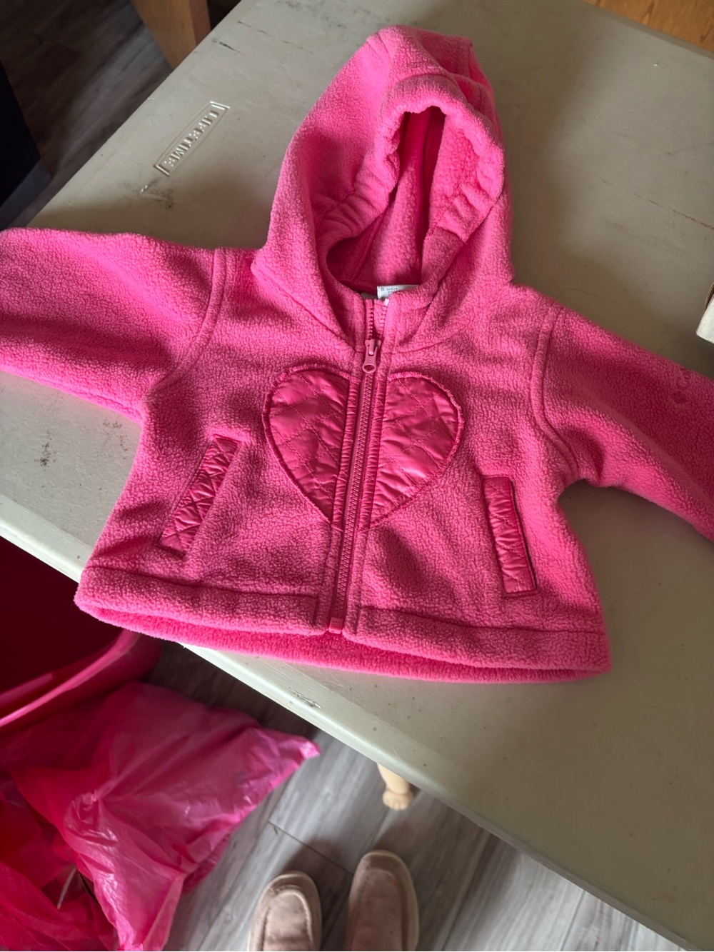 Columbia Bright Pink Hooded Fleece Jacket with Heart Detail